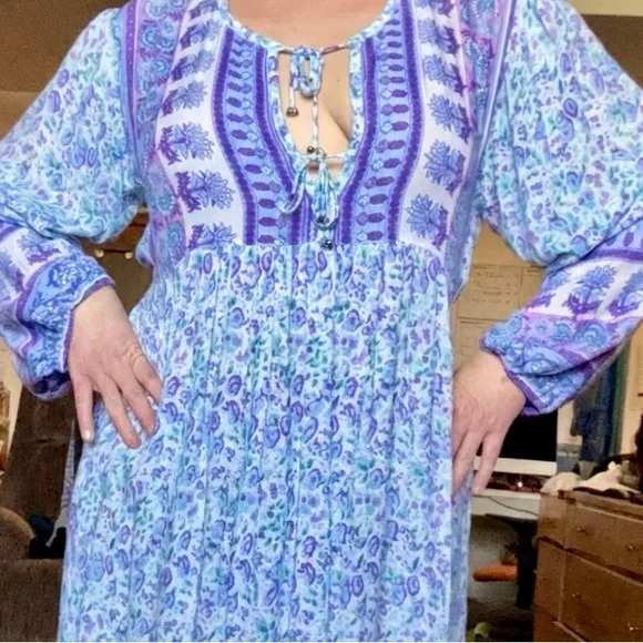 Wilde Belle Purple and White Gypsy Maxi Dress - Picture 5 of 7